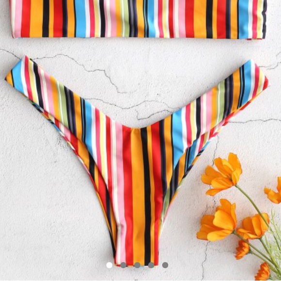 ZAFUL Colorful Striped Cami Bikini Set - Picture 3 of 6